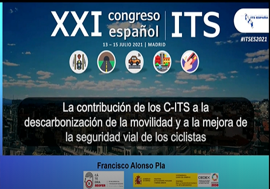 cartell de la jornada amb el titol: La contribució dels C-ITS a la descarbonització de la mobilitat i a la millora de la seguretat viària dels ciclistes